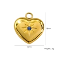 3D heart pendant in 14K gold plated stainless steel with blue gemstone and starburst - Blue Zirconia