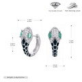 Detail of 925 sterling silver snake earrings with 5A zircon and black enamel scales - Silver & Black