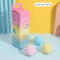 Three-color interactive Petgravity squeaky cat balls set in 50mm macaron pink yellow blue - 3-Color Set in Box (Bird/Cricket/Frog Sounds)