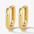 Elegant gold-plated S925 sterling silver U-shaped hoop earrings with a polished finish - 925 Silver / Gold