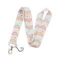 Rainbow and heart patterned neck lanyard with metal lobster claw clasp in white color - Mixed Cartoon Rainbow/YZ18-1