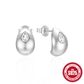 Silver S925 sterling silver drop earrings featuring pear-shaped clear gemstones - Silver #4 (Teardrop Inlaid Stone) / White Gold