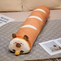 Plüschkissen in Capybara-Baguette-Form mit niedlichem Gesicht und kleiner gelber Ente - Kleiner Enten-Baguette-Stil / 60cm (0.5kg)