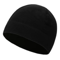 Solid black fleece beanie for outdoor sports and windproof winter warmth protection - Black (Standard)