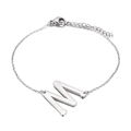 Bracciale a catena in acciaio inox argento con pendente lettera M e estensione - Stile Lettera M (KB116122-K)