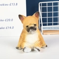 Süße Mops-Figur aus Harz in Braun und Schwarz für kreative Tischdekoration zu Hause - Französische Bulldogge Ornament / 11.5cmx11.2cmx12.9cm