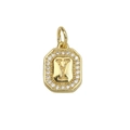 Macro detail of 18k gold plated letter Y pendant with sparkling cubic zirconia settings - Gold Letter Y