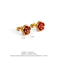 Vintage gold and red rose earrings in stainless steel with a diameter of 8mm - Red Enamel Gold (Small)