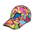 Retro baseball cap featuring colorful Memphis geometric patterns and black speckle design - M (56-58cm) / Geometric Red