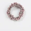 Elastic beaded hair tie featuring smooth mauve faux pearls on a silver cord base - 3068 Lead Red