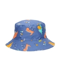 Blue toddler bucket hat with colorful cartoon dinosaur patterns and wide brim sun protection - Blue Cartoon Dinosaur Pattern (17#)