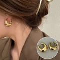 Elegant gold chunky hoop earrings with high polish finish for a minimalist style - Gold Chunky Minimalist Polished Hoop Earrings(ED1975-2)