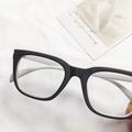 Retro square anti-blue light glasses featuring black matte frame and white temples - Black Outside White Inside