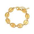 Gold plated coffee bean pig nose chain bracelet with adjustable lobster clasp - Gold Color 10mm Bracelet
