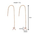 Rose gold tassel earrings with three-petal flower pendant and sparkling white zircon - NE1037 Butterfly