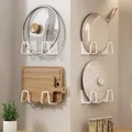 Creamy white stainless steel wall-mounted pot lid holders for kitchen storage, 4 pairs - Stainless Steel / 4 Pairs / Cream