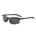 Matte black semi-rimless cycling sunglasses with dark grey lenses and anti-slip temples - Half Frame Sports Style (3043) / Grey Lens