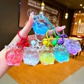 Lot de porte-clés colorés avec paillettes mobiles, nœuds et cloches assorties - Style Fermoir Mousqueton / Style de nœud lumineux (Mélange aléatoire)