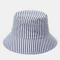 Detailed view of striped bucket hat featuring delicate sparkling rhinestone embellishments - One Size / Blue