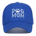 Cappellino trucker blu in cotone con ricamo DOG MOM e rete traspirante posteriore - Blu