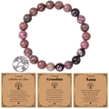 Bracciale in agata viola con ciondolo albero della vita e biglietti regalo per la nonna - Grandma-Biglietto / Agata