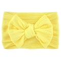 Yellow cable knit baby headband featuring a large soft bow for infants and toddlers - Yellow