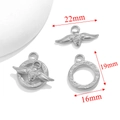 Silver stainless steel bee pendant with engraved toggle ring and 22mm size marker - Style H / Steel