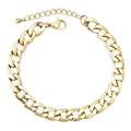 Detail view of gold Cuban chain bracelet with lobster clasp and adjustable extender - Gold (YB-827G)