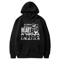 Schwarzer American Football Kapuzenpullover mit weißem Grafikdruck und Kängurutasche - S / Oberteile / Schwarz