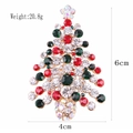 Christmas tree brooch with red and green rhinestones in gold alloy frame, 6cm height - xz4100A Full Rhinestone Christmas Tree