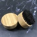 Mens beard grooming brush with natural wood handle and dense black bristles - Bamboo Round Bristle 5.8x5.8x3.5CM