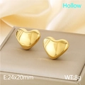 Elegant hollow heart-shaped gold stainless steel earrings measuring 24x20mm - Style C Hollow Heart (KE115679-KFC)