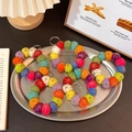 Colorful handmade wool felt ball wreaths with gold wire for keychains and accessories - Multicolor Ball Chain
