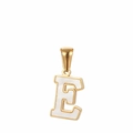 Golden stainless steel necklace featuring a letter E shell acrylic pendant inlay - Letter E