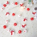 Christmas wool felt snowman garland with red polka dot balls for festive tree decoration - Red and White Snowman