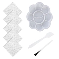 Leather repair kit with mixing palette, plastic spatula, small brush, and white pads - Accessory Set