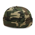 Close-up detail of camouflage docker cap showing twill fabric texture and six-panel stitching - One Size / Camouflage