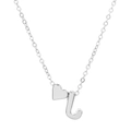 Silver heart pendant necklace with letter J charm on a delicate link chain - Letter J (10052)
