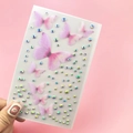 Pink translucent butterfly eye makeup stickers with colorful rhinestones on backing paper - Pink Butterfly Rhinestones (BJA-609)