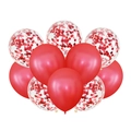 9-piece red latex balloon set with red confetti balloons for wedding decorations - Red Pearl Sequin Style