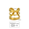 Vergoldeter dreilagiger Ring aus Titanstahl mit Prägung und 17,8 mm Innendurchmesser - Einstellbar Offen / Gold