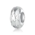 Minimalist S925 sterling silver feather texture spacer bead for DIY charm bracelets - Scale Texture (SCC2564)