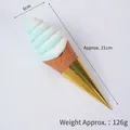 Blue and white 21cm faux ice cream cone model with metallic gold waffle sleeve - Green and White