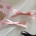 Rosa Satin-Schleifen-Haarclip mit silberner Entenschnabelklemme für elegantes Haarstyling - F-013 Stil / Rosa