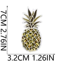 Detailed embroidery patch showing a pineapple with yellow leopard print pattern and size markings - 7x3.2cm