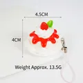 Miniature strawberry cream cake keychain pendant with size dimensions 4.5cm and 4cm - White Cake with Red Strawberry
