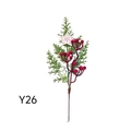 Künstlicher Weihnachtszweig mit roten Beeren und hölzernem Sternanhänger mit Schneeflocke - Y26-Holzstern Kiefern Pick