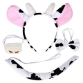 Cow costume set with ears headband bowtie plush nose and tail for Halloween roleplay - Pink Cow 4-Piece Set