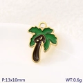 Gold-plated palm tree pendant with green enamel, 13x10mm size for jewelry making - Palm Tree Style (KLJ10742-ZLA)