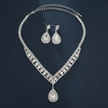 Elegant bridal jewelry set with silver teardrop necklace and matching earrings - Waterdrop Shape 2-Piece Set